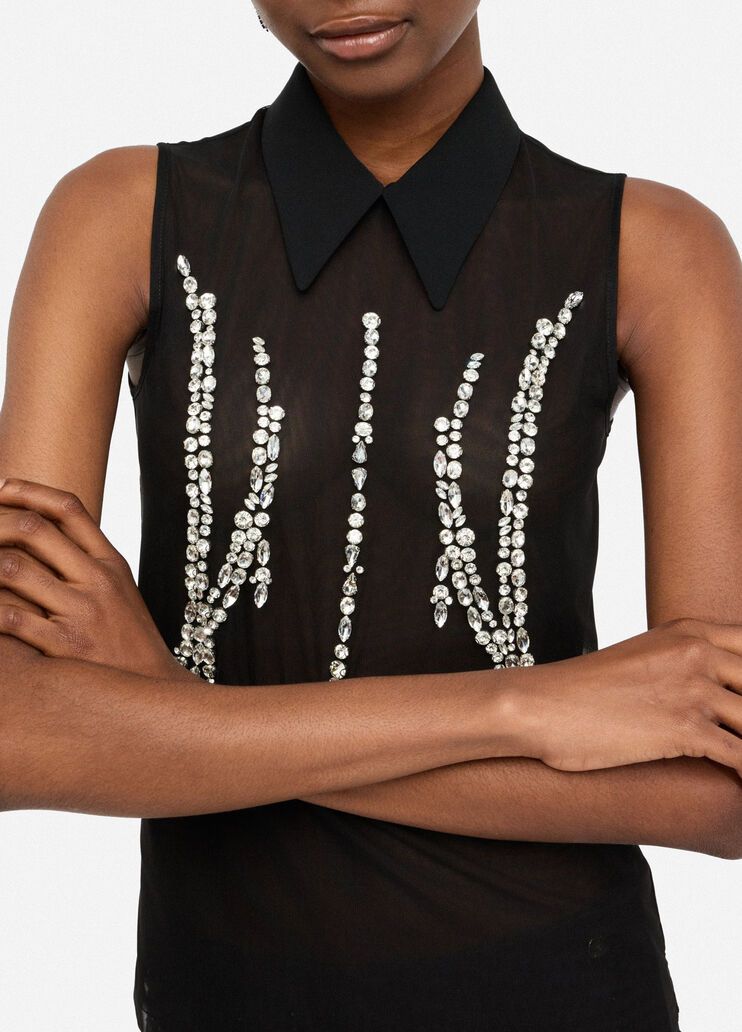 Tulle top with gemstones black Liu Jo - medium Tulle top with gemstones black Liu Jo - medium