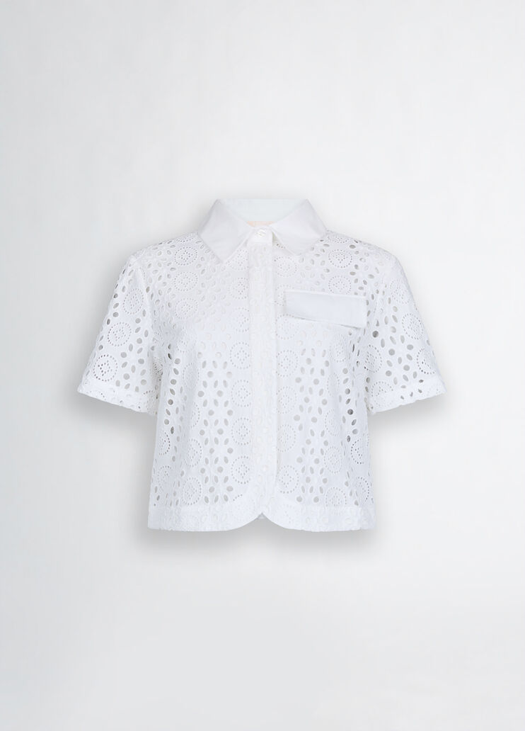 Cropped sangallo shirt white Liu Jo - large image number 6 Cropped sangallo shirt white Liu Jo - large image number 6
