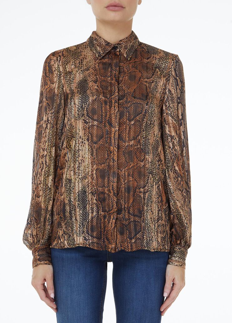 Рубашка с рукавами-буфами Под кожу питона Liu Jo - large image number 0