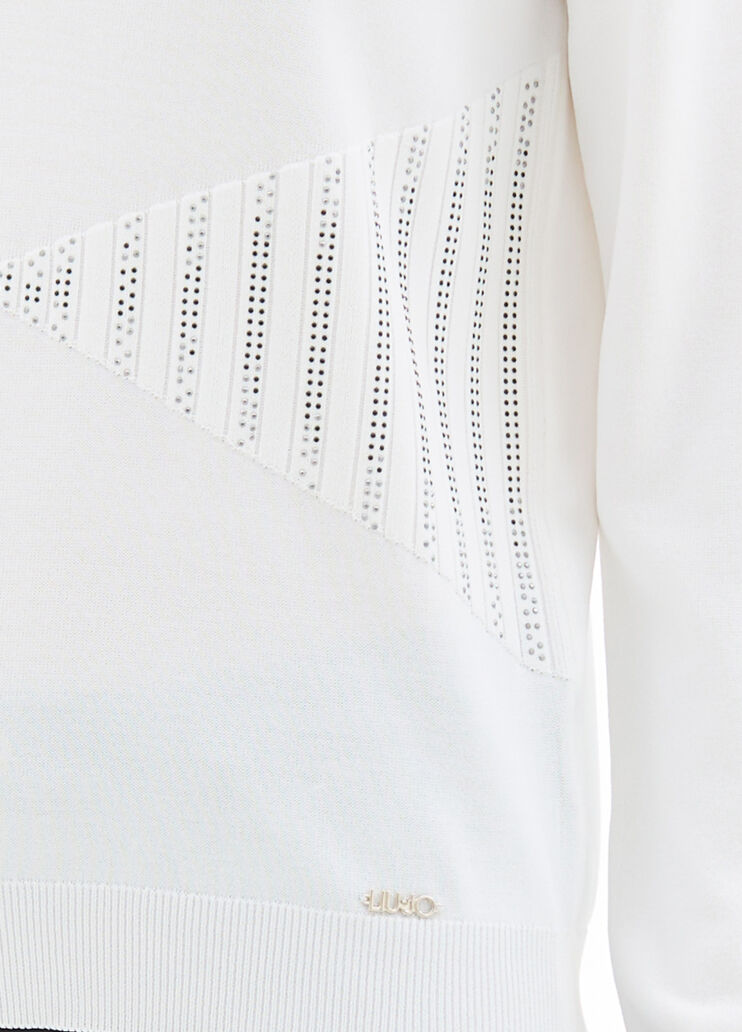 Sweater with micro studs white Liu Jo - large image number 2 Sweater with micro studs white Liu Jo - large image number 2