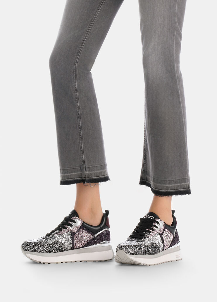 Plateau-Sneaker mit Allover-Glitzer Silber Liu Jo - large image number 0