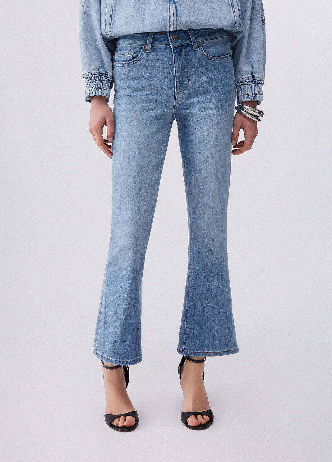 Jean bootcut cropped denim bleu fonc&eacute; Liu Jo - large image number 0