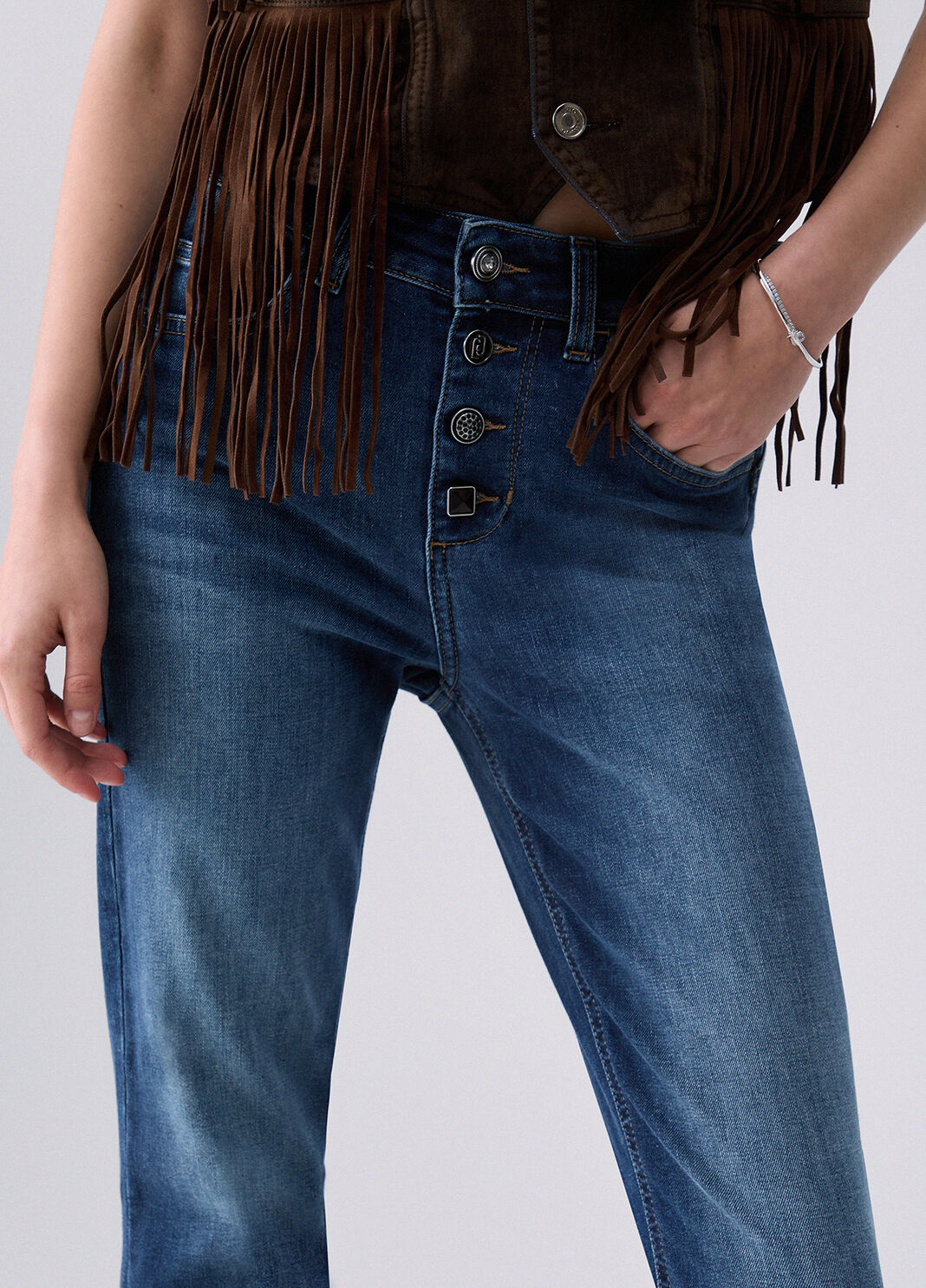 Bootcut jeans with jewel buttons dark blue denim Liu Jo - large image number 4