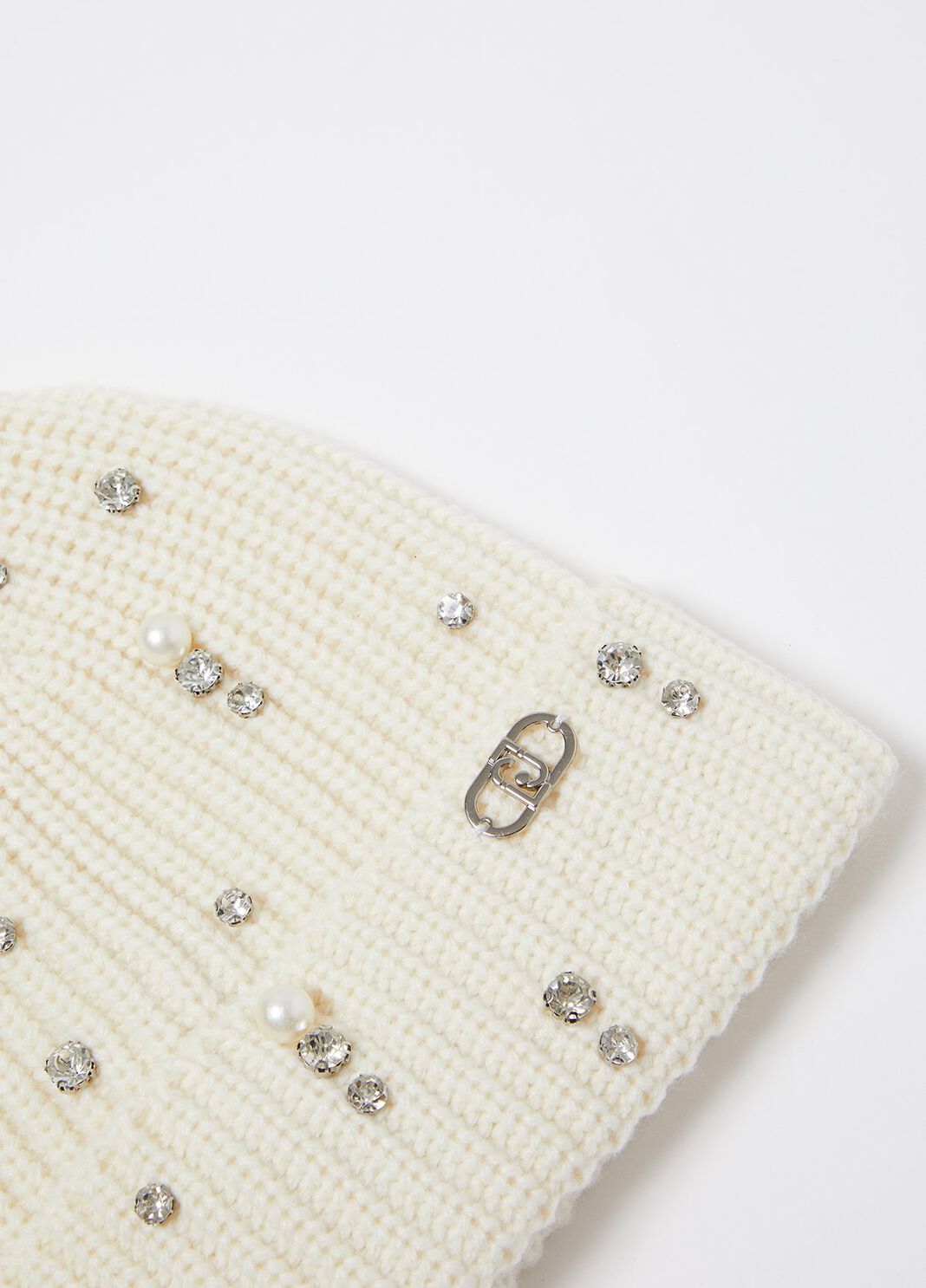Berretto beanie con strass e perle burro Liu Jo - large image number 2