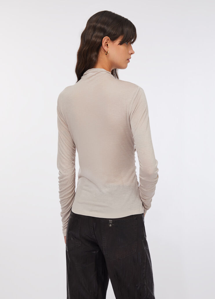 Gathered wool-blend top dark beige Liu Jo - large image number 1