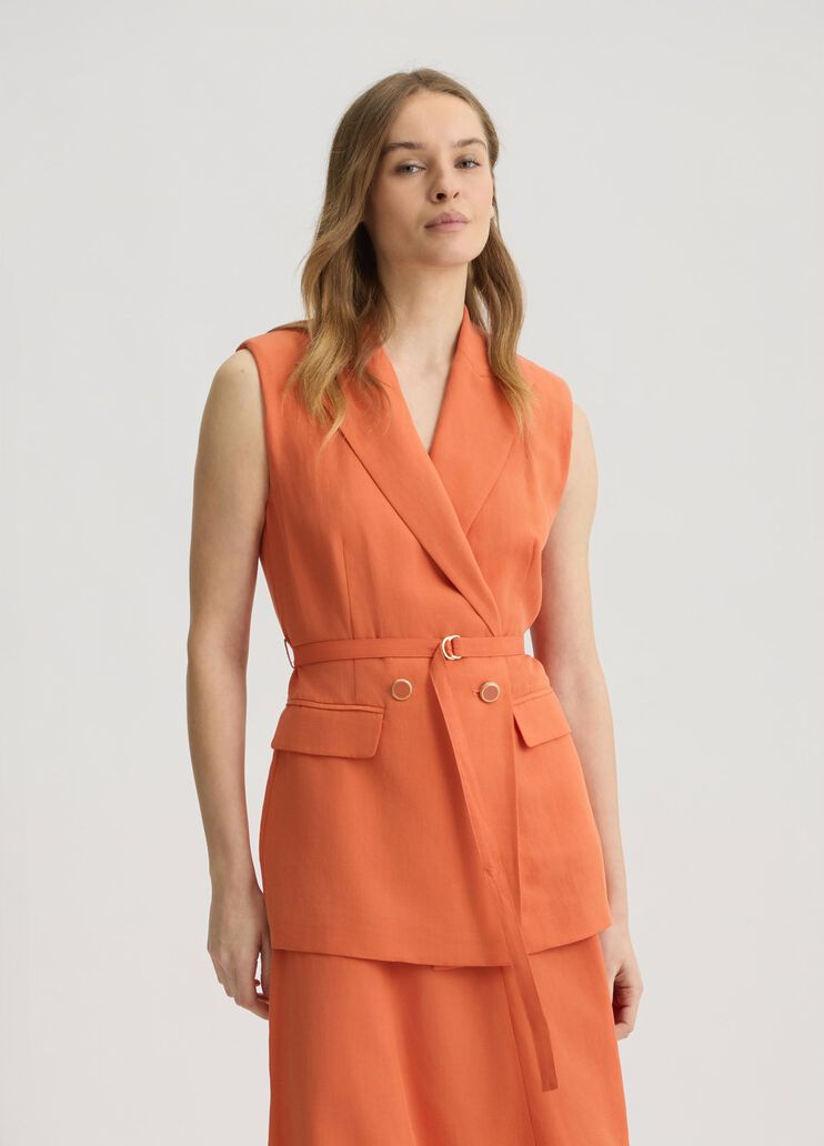 Waistcoat in linen blend terracotta Liu Jo - medium Waistcoat in linen blend terracotta Liu Jo - medium