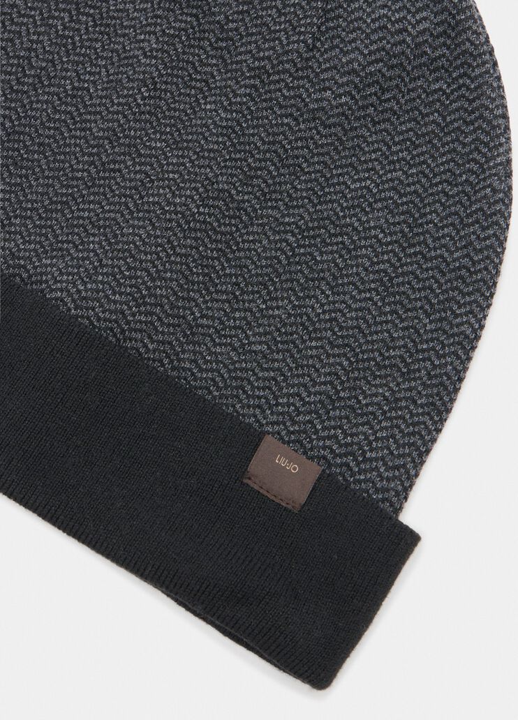 Beanie-Mütze aus Chevron-Wolle Dunkelgrau Liu Jo - large image number 3