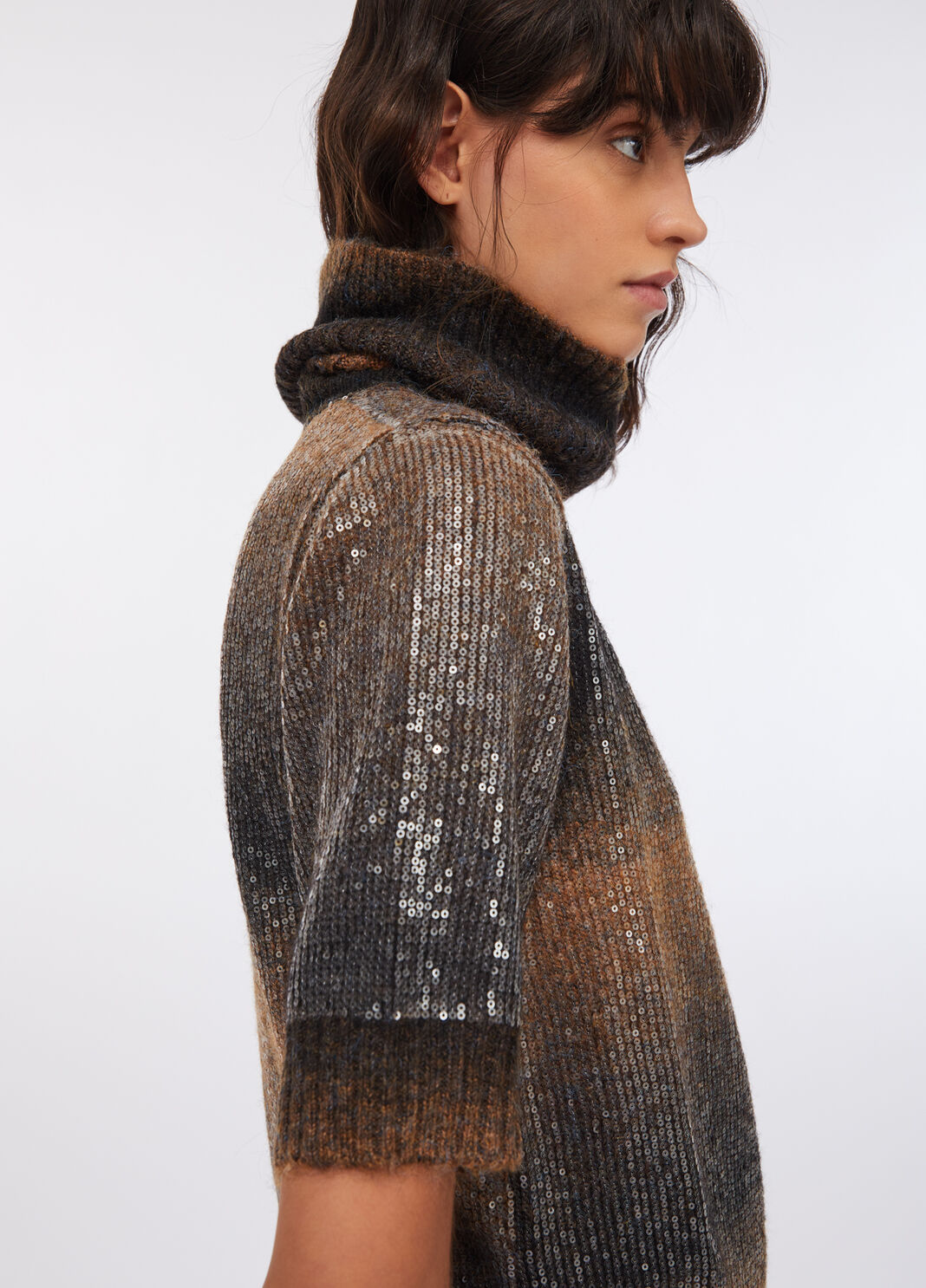 Wool dress with sequins brown Liu Jo - large image number 3