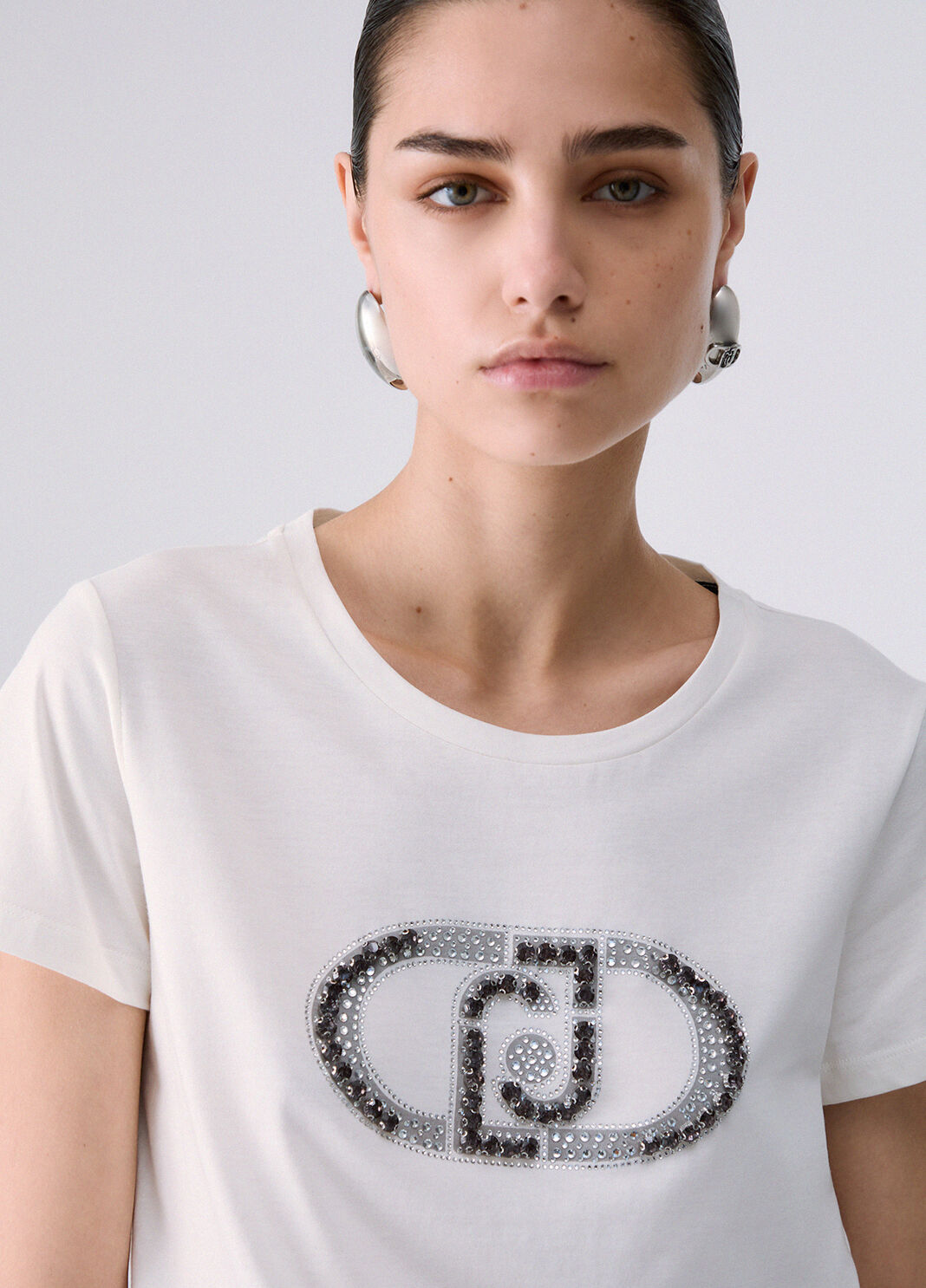T-shirt avec logo monogramme blanc Liu Jo - large image number 4