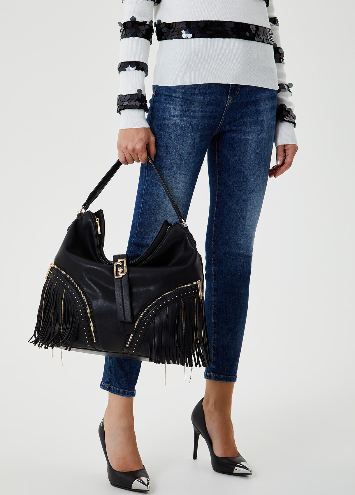Borsa a spalla con frange