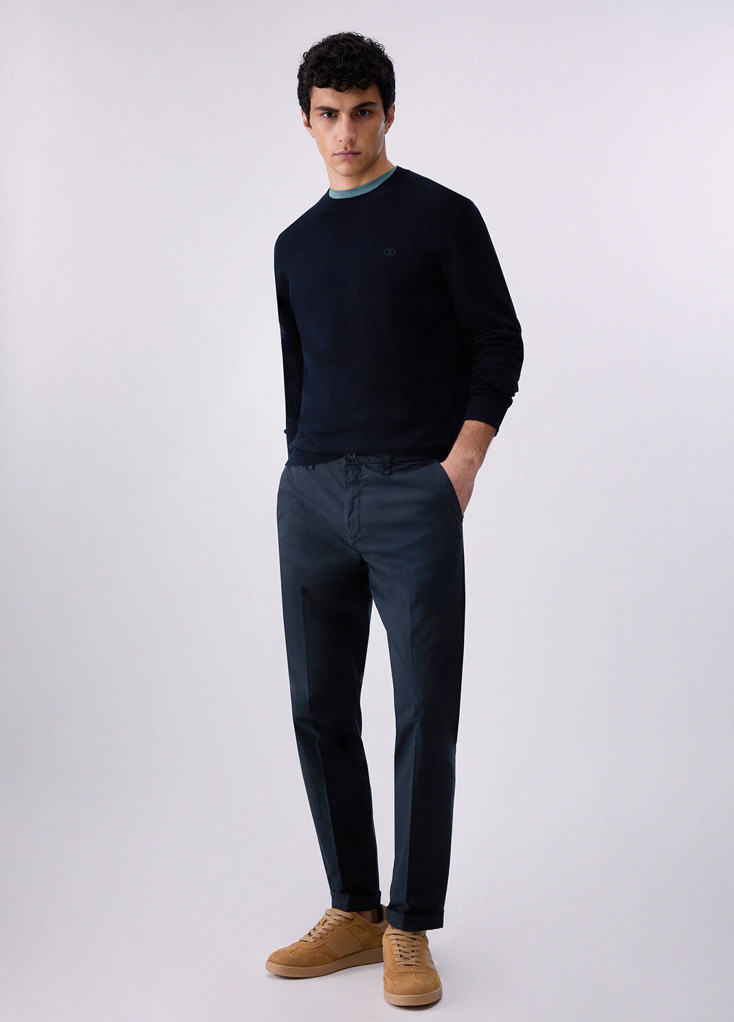 Maglia in cr&ecirc;pe di cotone blu scuro Liu Jo - large image number 5