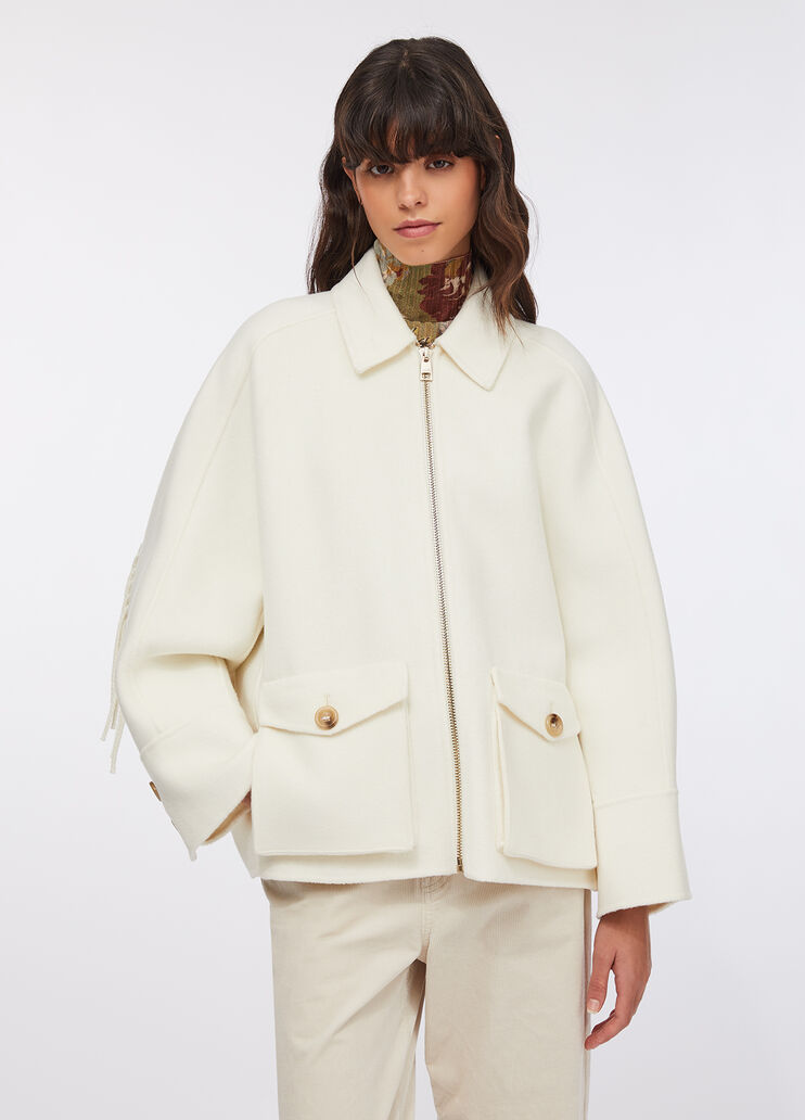 Wool pea coat with fringes butter Liu Jo - large image number 0