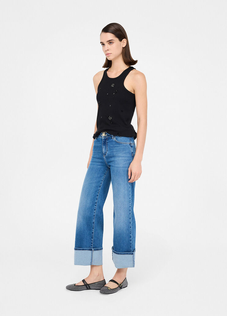 Cropped jeans with turn-ups blue denim Liu Jo - medium Cropped jeans with turn-ups blue denim Liu Jo - medium