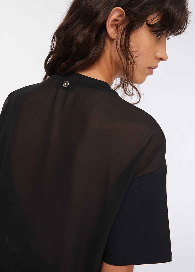 Футболка с жемчужинами и стразами черный Liu Jo - large image number 3