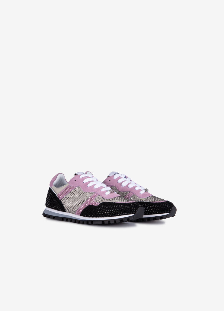 Suede sneakers with rhinestones Black/Orchid Liu Jo - large image number 2 Suede sneakers with rhinestones Black/Orchid Liu Jo - large image number 2
