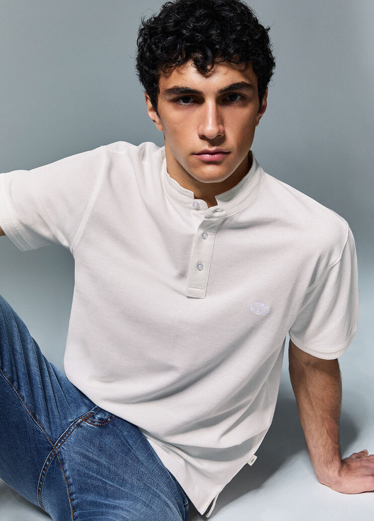 Pique polo-shirt with Mandarin collar white Liu Jo - medium