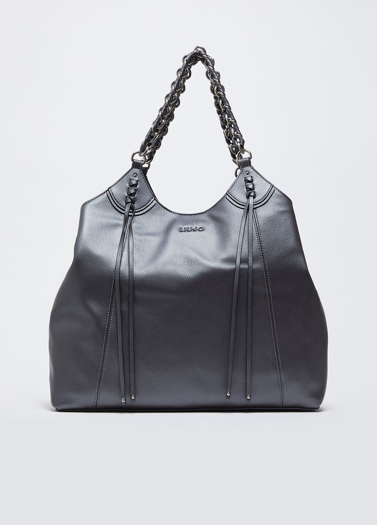 Shopping bag grande con tracolla grigio Liu Jo - medium