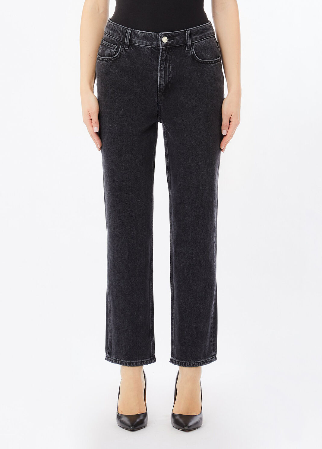 Straight-Jeans mit hohem Bund Denim-Schwarz Liu Jo - large image number 0
