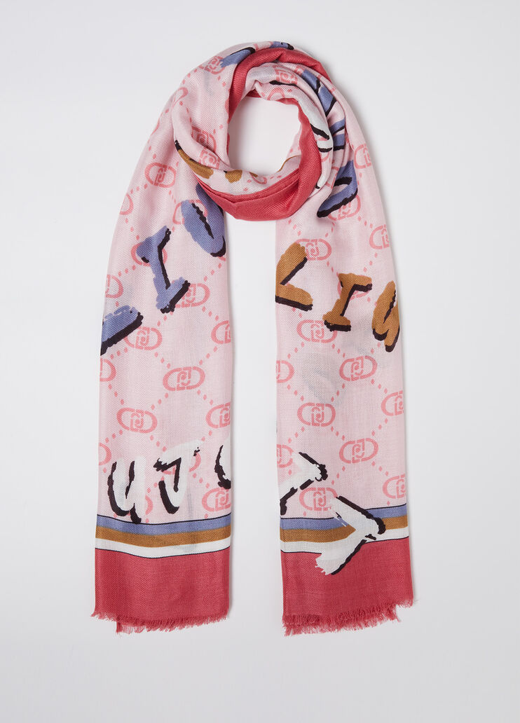Wool-blend monogram stole pink Liu Jo - medium Wool-blend monogram stole pink Liu Jo - medium