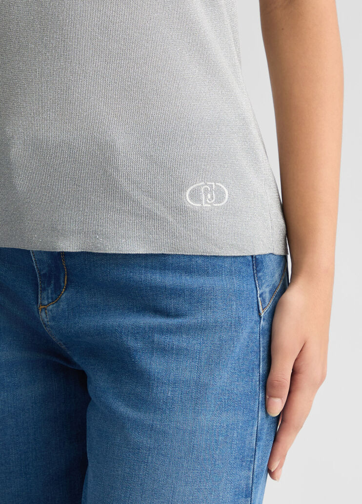 Lurex® knit top silver tone Liu Jo - large image number 4 Lurex® knit top silver tone Liu Jo - large image number 4