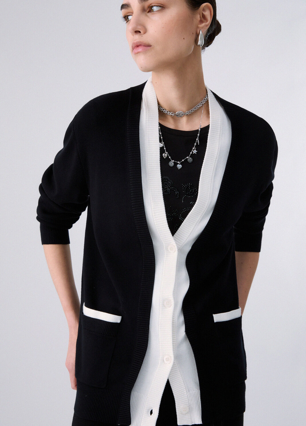 Gilet en maille ouverte noir Liu Jo - large image number 4