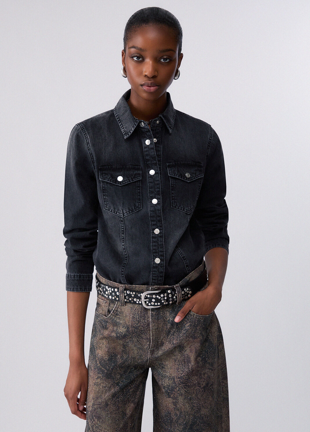 Slim Fit Denim Shirt black denim Liu Jo - large image number 0