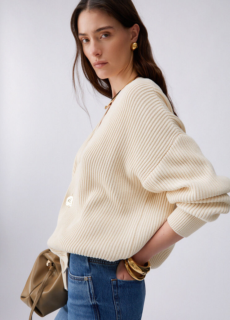 Strickjacke mit Schmuckdetail Wei&szlig; Liu Jo - medium