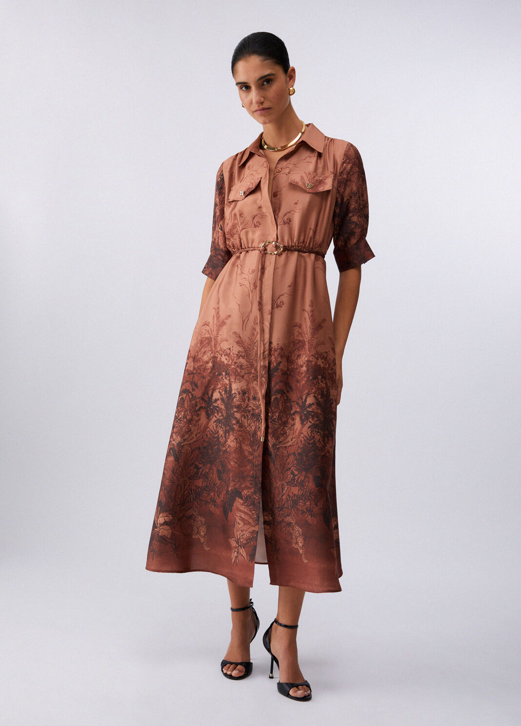 Langes Hemdblusenkleid Braun Liu Jo - large image number 0