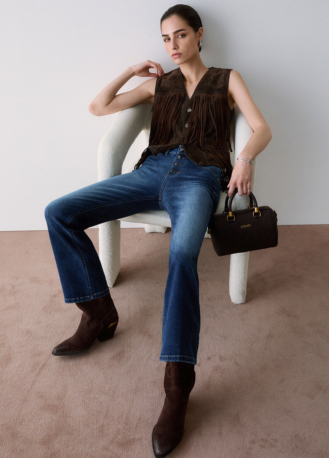 Bootcut jeans with jewel buttons dark blue denim Liu Jo - large image number 3