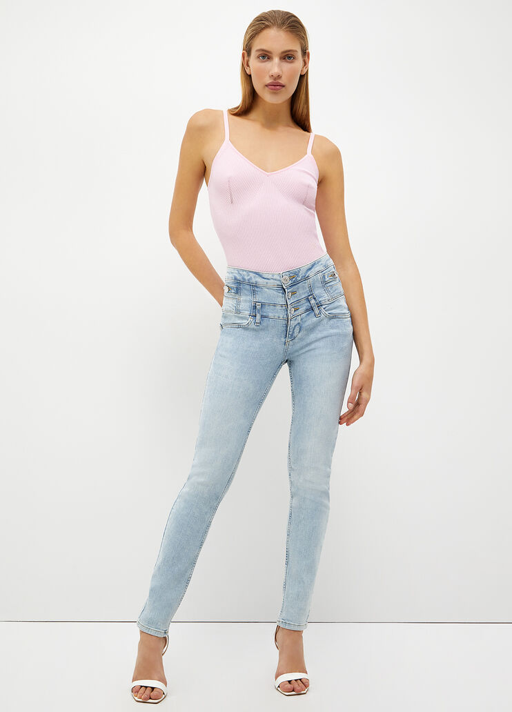 Jeans skinny bottom up denim clair Liu Jo - look Jeans skinny bottom up denim clair Liu Jo - look