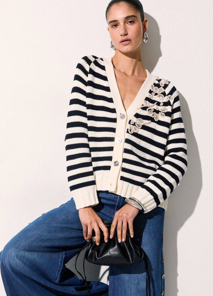 Cardigan with jewel embroidery white/blue Liu Jo - medium