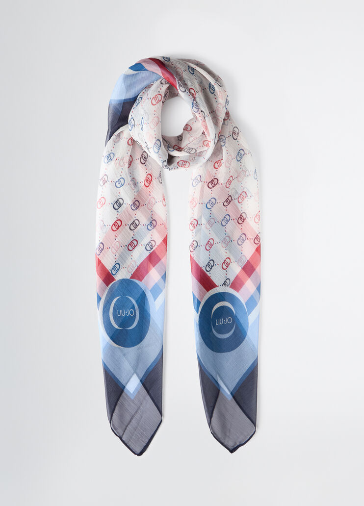 Scarf with logo print blue Liu Jo - medium