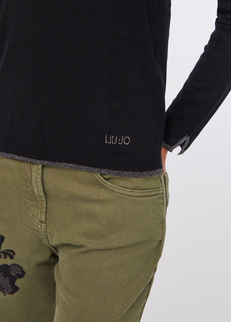 Pull à encolure en V noir Liu Jo - large image number 4