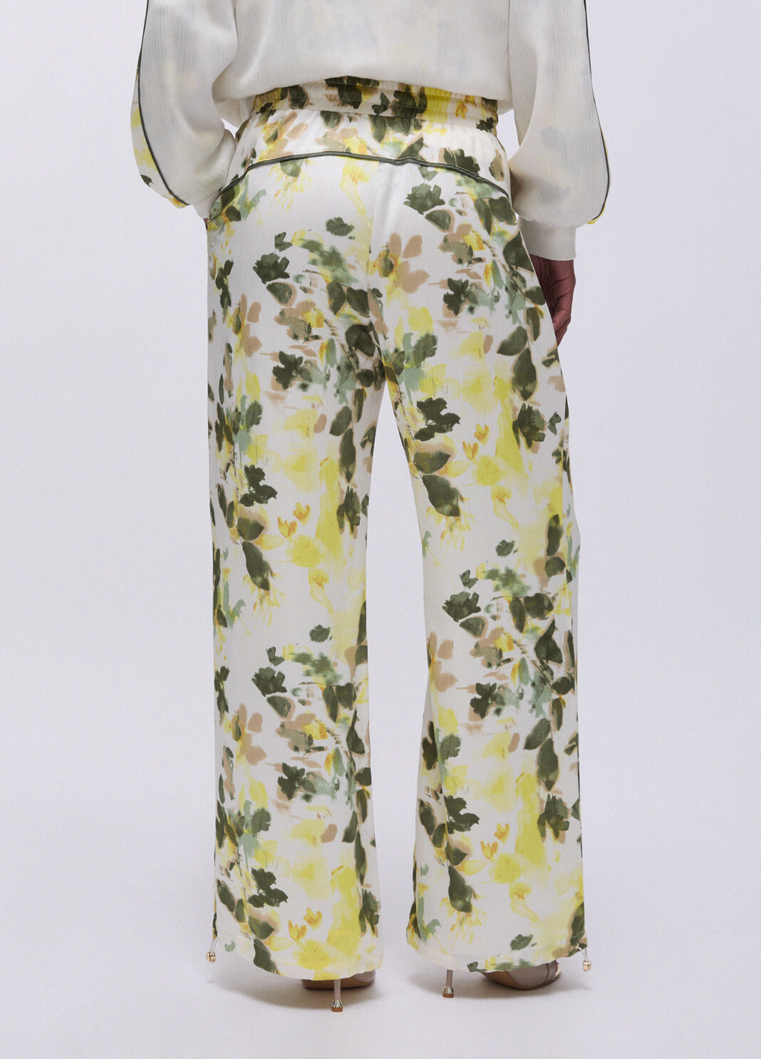 Printed satin trousers white/green Liu Jo - large image number 1