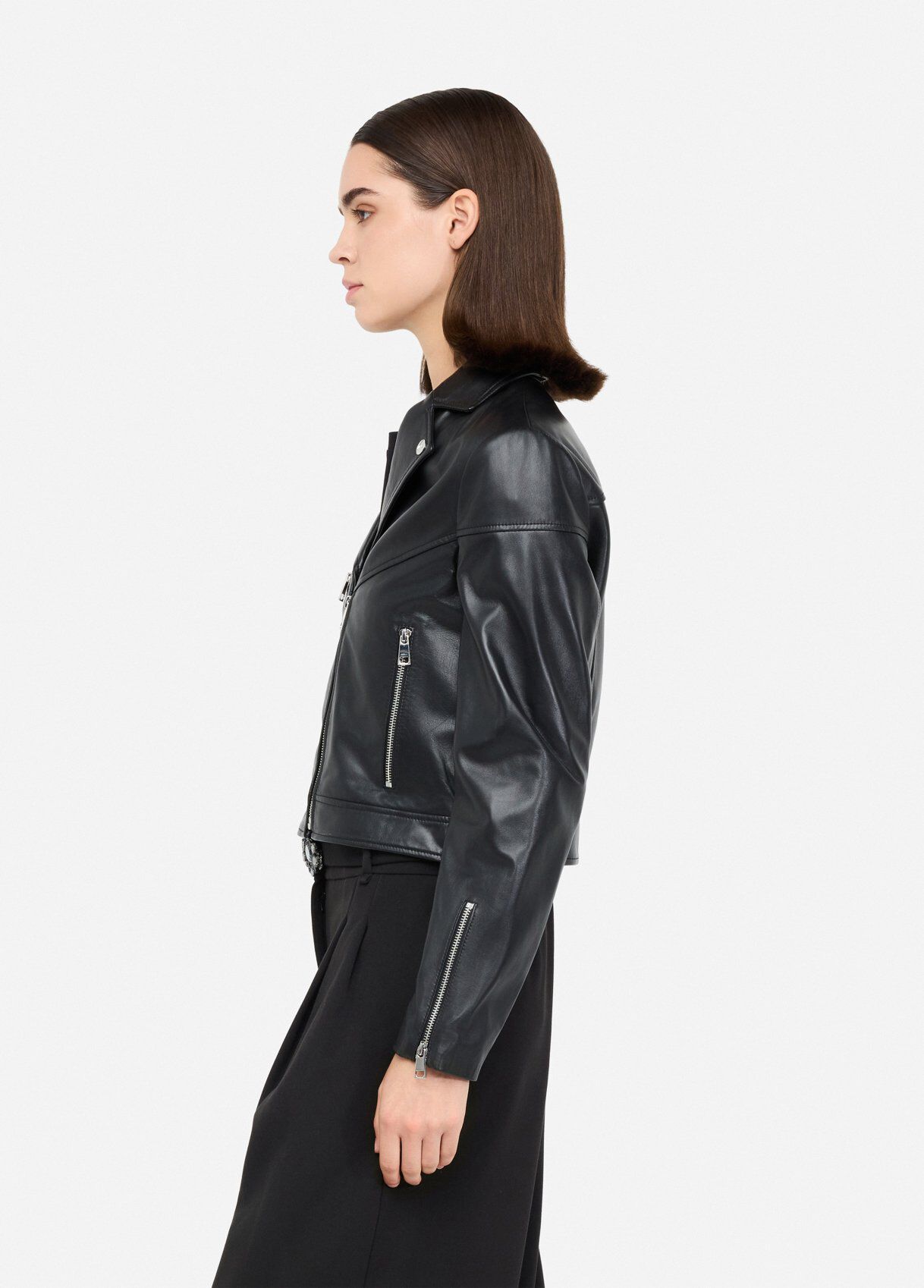 Leather biker jacket colour black | Liu Jo