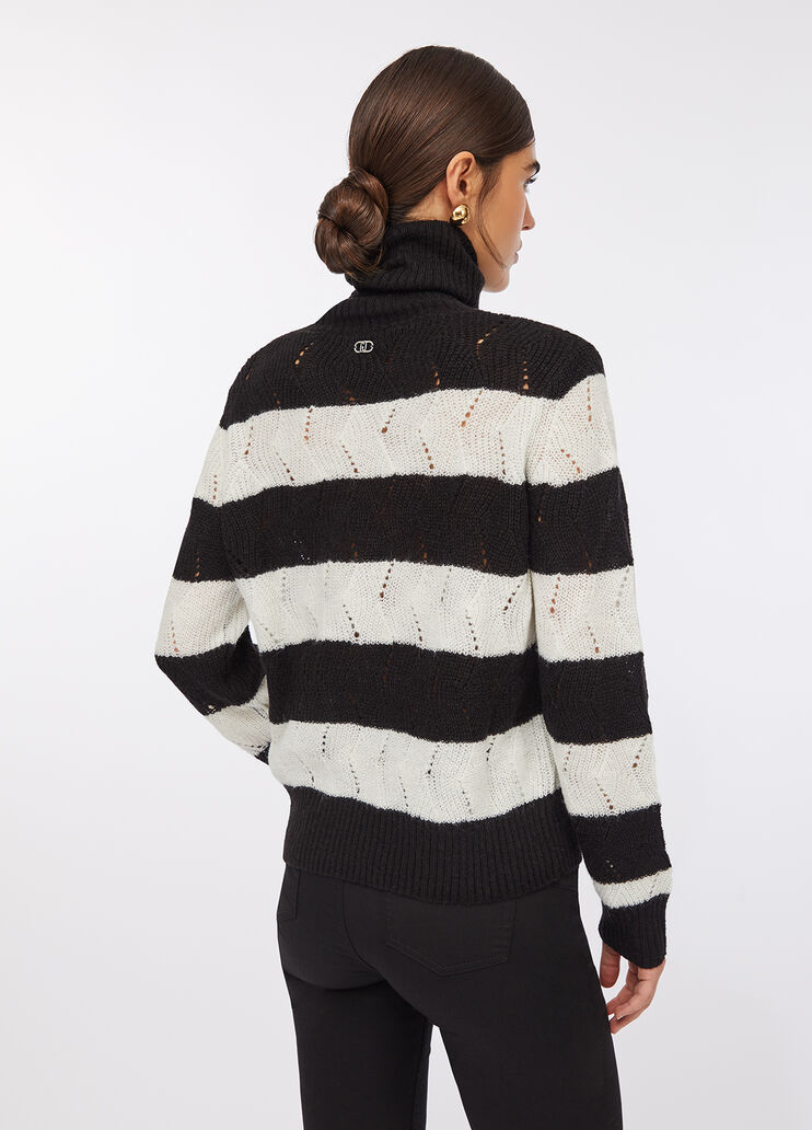 Striped wool and alpaca polo-neck black Liu Jo - large image number 1