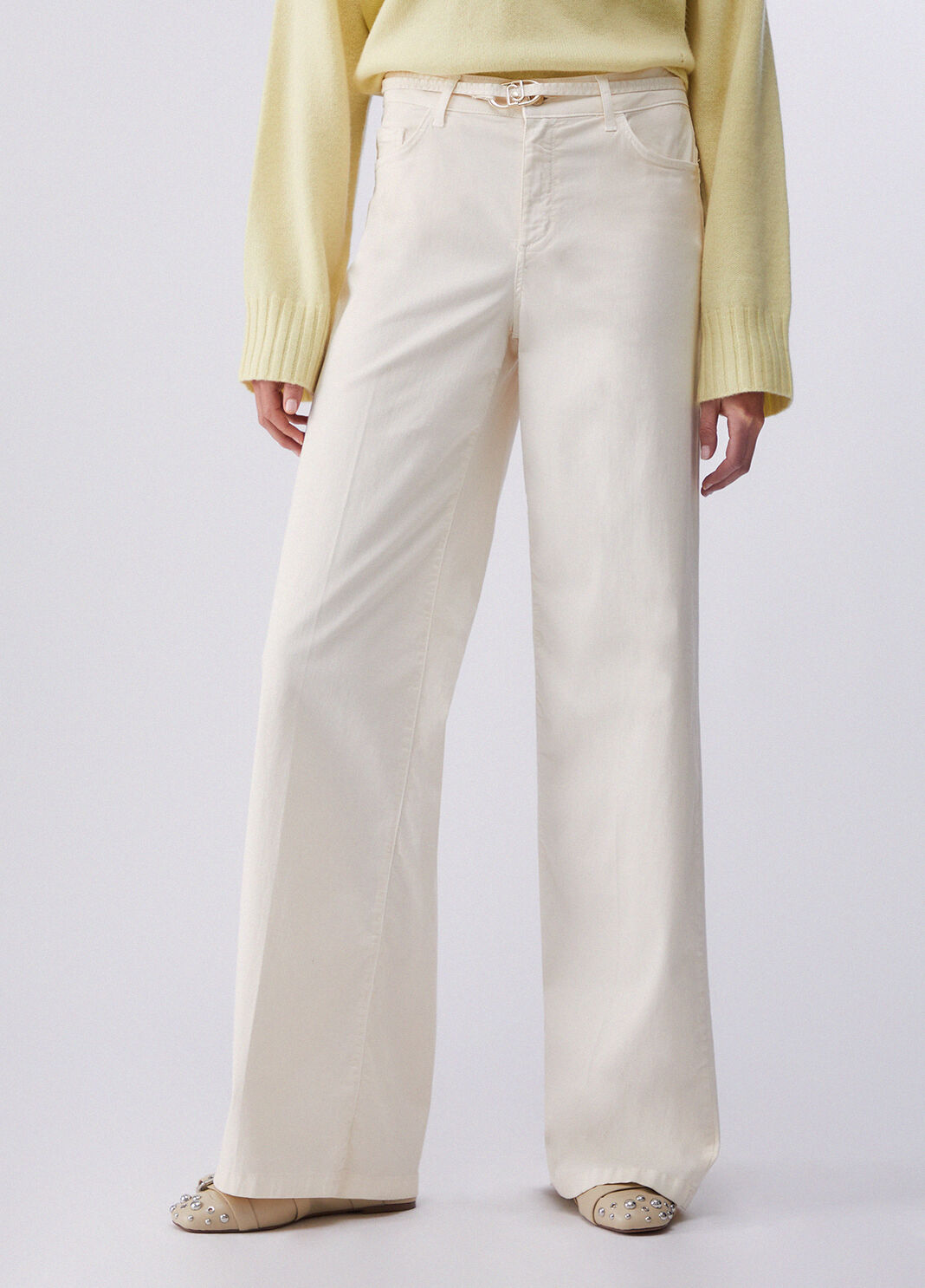 Flared trousers with belt cream Liu Jo - large image number 0