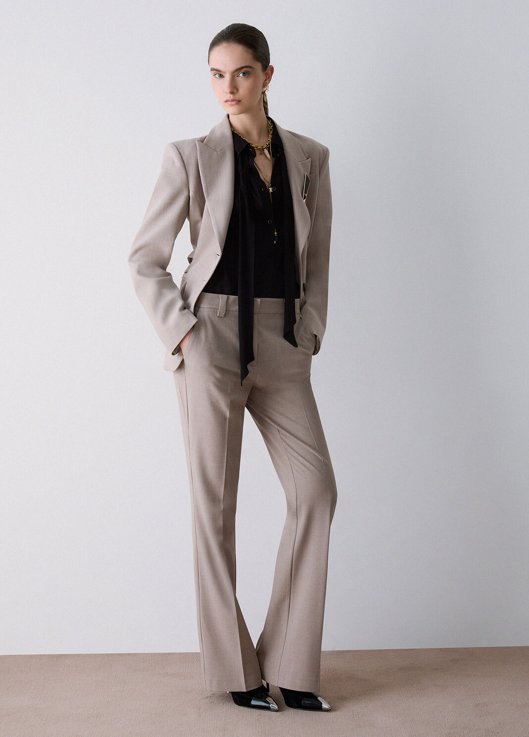 Fit & Flare Hose aus M&eacute;lange-Stoff beige Liu Jo - large image number 2