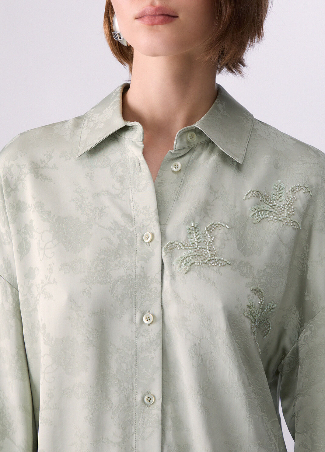 Camicia jacquard con ricami gioiello salvia chiaro Liu Jo - large image number 4