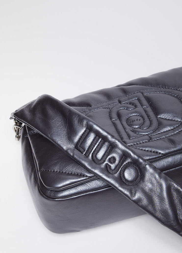 Sac à bandoulière format moyen brillant matelassé gris Liu Jo - large image number 4
