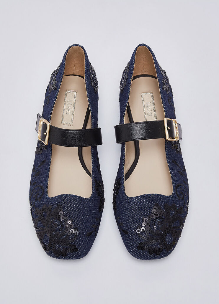 Bailarinas en denim con bordados denim oscuro Liu Jo - medium