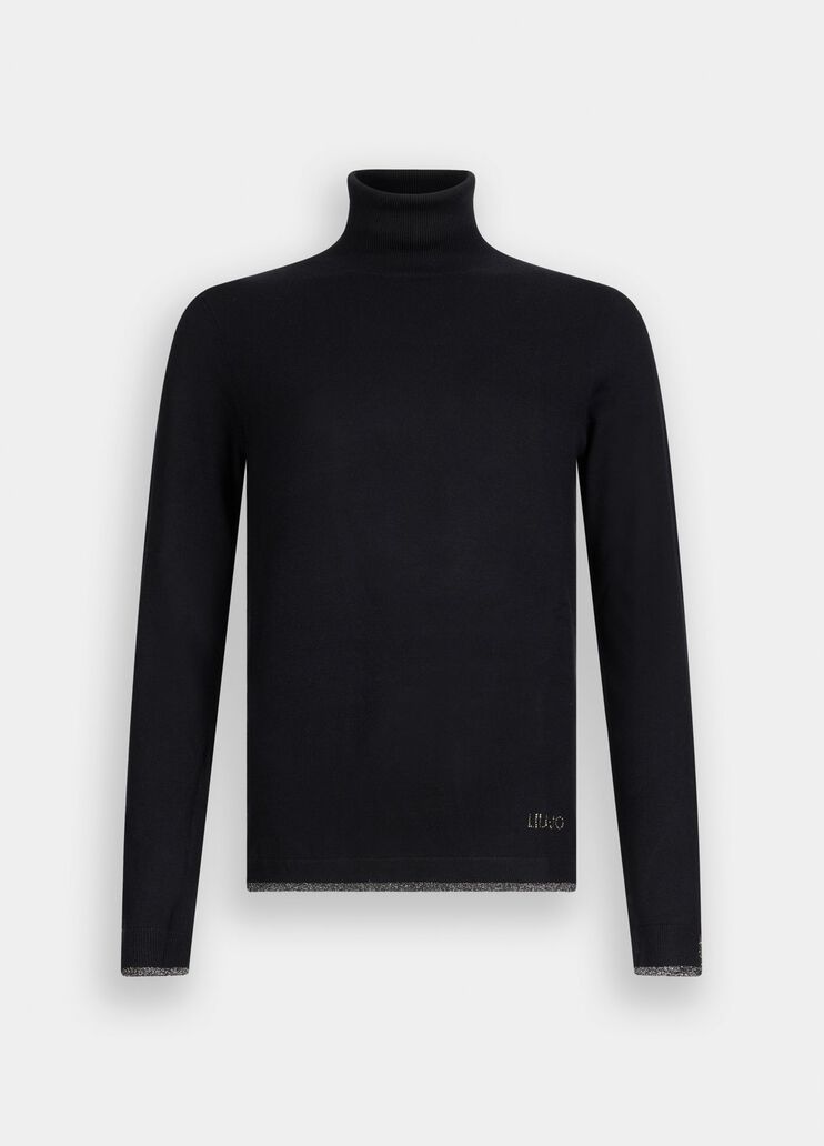 Polo-neck with lurex® details black Liu Jo - large image number 6