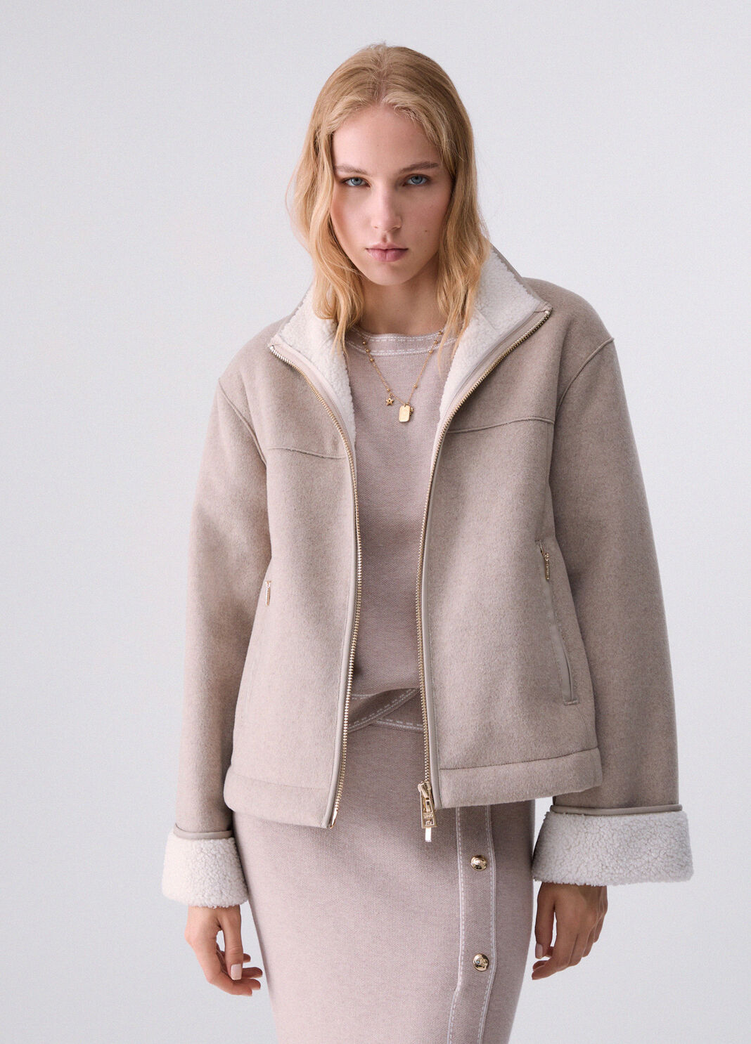 Jacke boxy aus Lammfell synthetisch beige Liu Jo - large image number 0