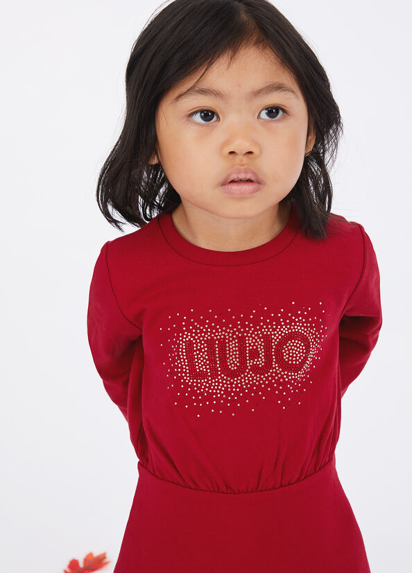 Sweatshirt dress with logo and rhinestones red Liu Jo - large image number 0