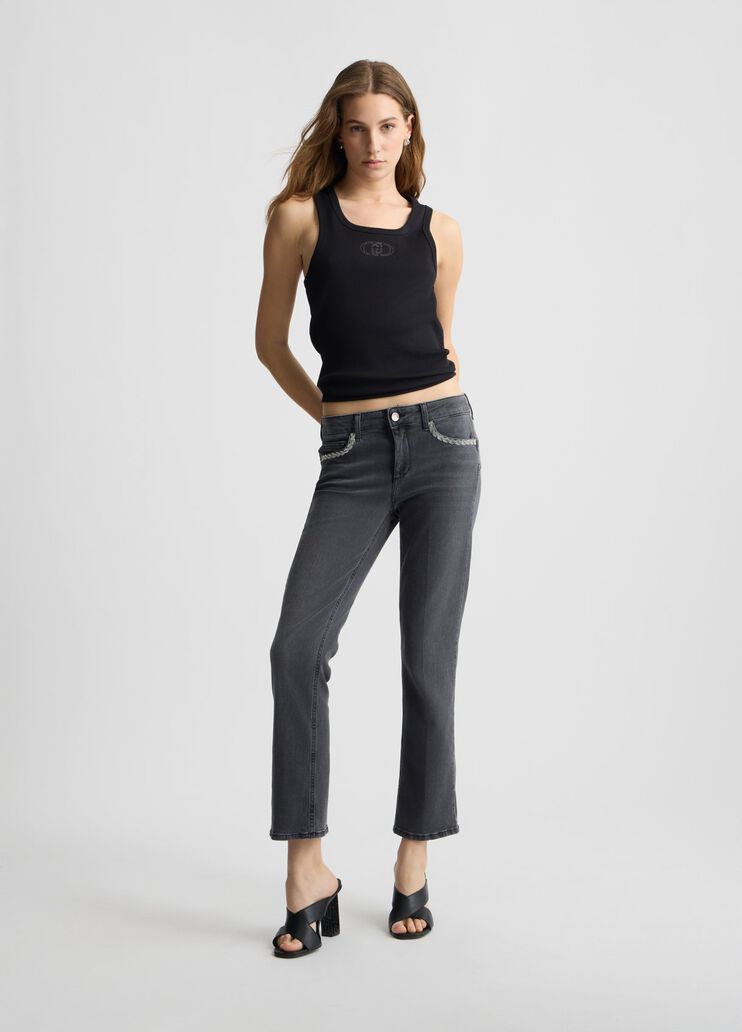 Cotton top with logo black Liu Jo - large image number 5 Cotton top with logo black Liu Jo - large image number 5