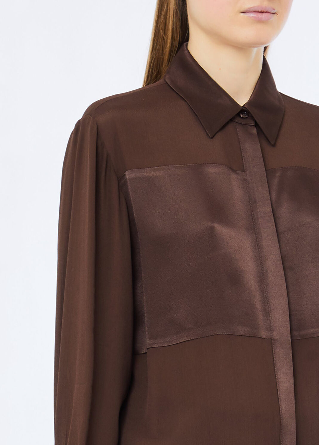 Camicia in cr&ecirc;pe de chine cioccolato Liu Jo - large image number 2