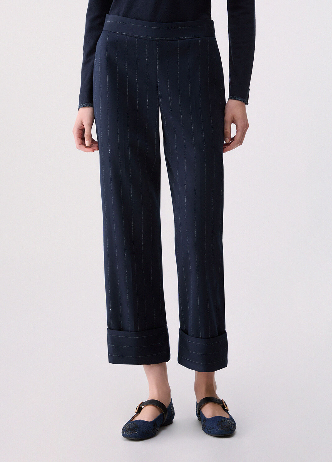 Pinstripe Cigarette Trousers blue pinstripe Liu Jo - large image number 0