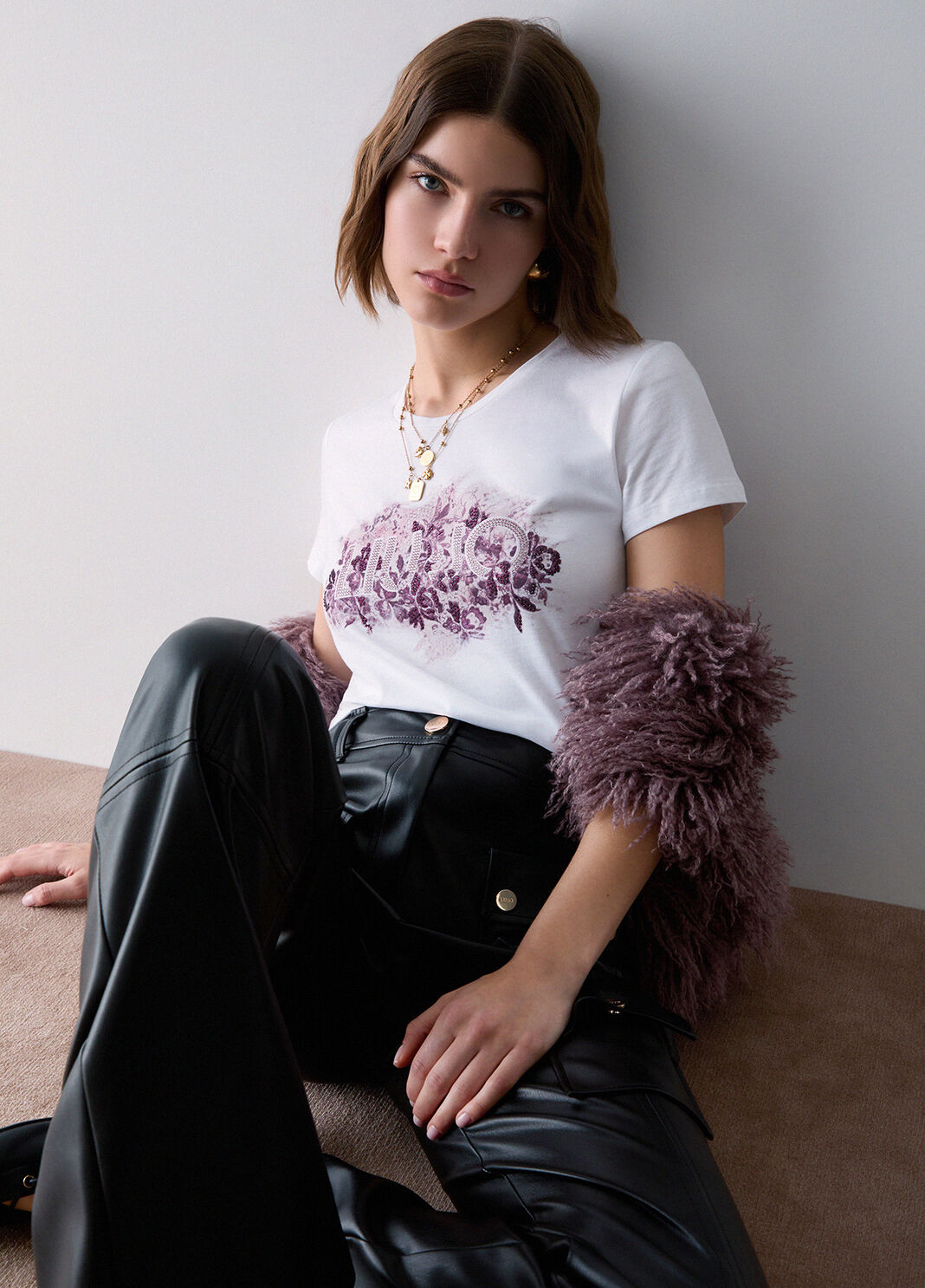 Logo T-shirt white/purple Liu Jo - large image number 3