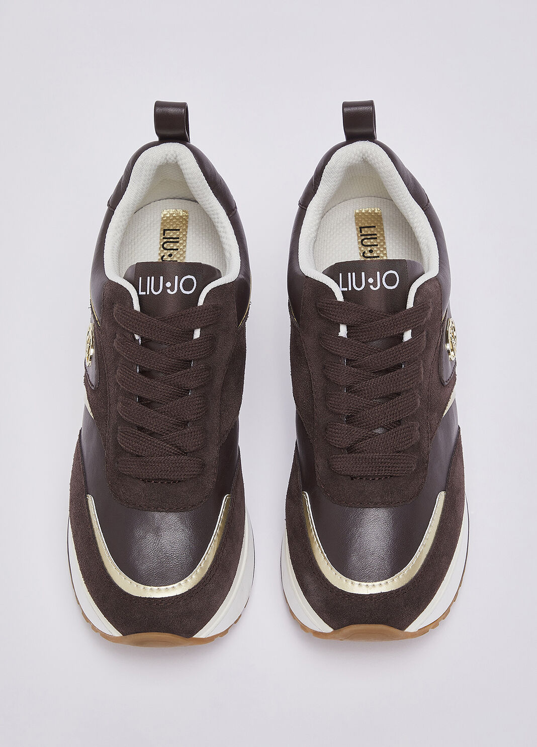 Platform sneakers in suede and leather mocha Liu Jo - large image number 3