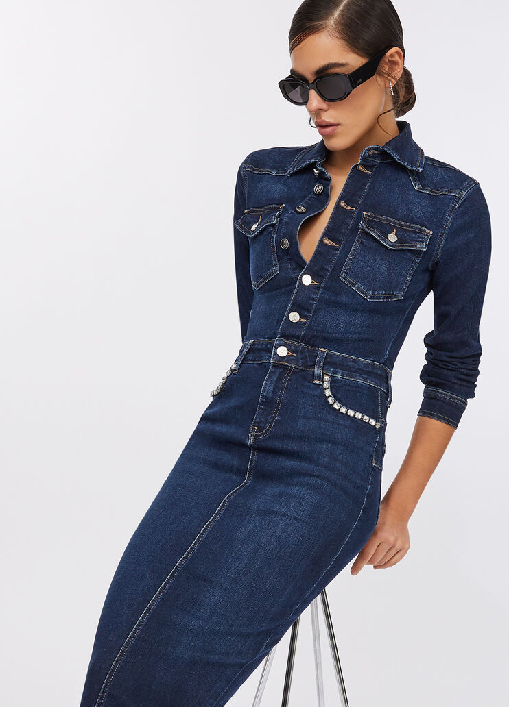 Hemdblusenkleid aus Denim Dunkles Denimblau Liu Jo - medium